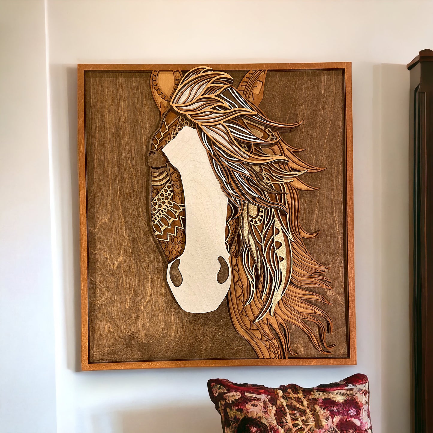 Layered Horse Wood Wall Hanging