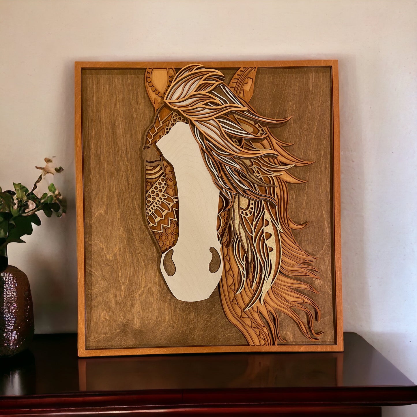 Layered Horse Wood Wall Hanging